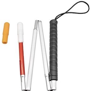 Aluminium Inklapbare in 4 delen Blindenstok,Inklapbare taststok,Witte stok,Blindegeleidestok Opvouwbaar Voor Mensen Die Blind Of Slechtziend Zijn£¬met 2 Stokpunt