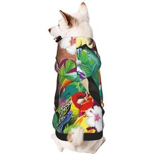 Trui met tropische vogels en bladeren van bladeren en bladeren, hondensweatshirt voor kleine honden, elastische stof, zacht en warm voor het dier en gemakkelijk te dragen