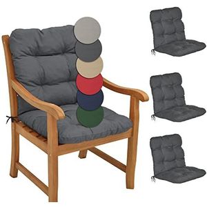 Beautissu Flair NL tuinkussen set van 4 - kussen voor tuin meubelen – zitkussen 100x50x8 cm grijs – tuinkussens in matraskussen kwaliteit