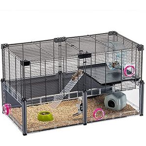 FERPLAST - Grote hamsterkooi - Muizenkooi & Hamsterhuis - Metaalgaas - met accessoires - Modulair - Multipla Hamster, 72,5 x 37,5 xh 42 CM