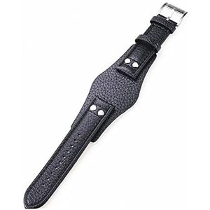INEOUT 22mm Zwart Bruin Echt Herenleer Horlogeband Compatibel met Fossil CH2564 CH2565 CH2891CH3051 Polsband Lade Horlogeband Bracelet Belt (Color : Black, Size : 22mm)
