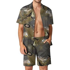 Aquarel Grunge En Splatter Hawaiiaanse Sets voor Mannen Button Down Korte Mouw Trainingspak Strand Outfits 3XL