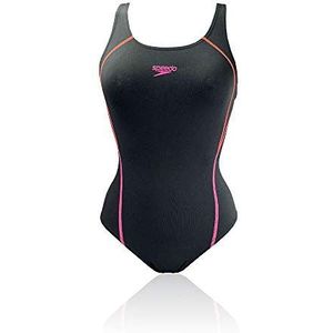 Speedo Graphic Panel Muscleback Badpak voor dames, Zwart, 42