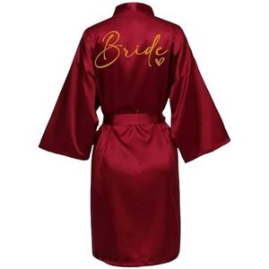 MdybF Badjas Bruid Bruidsmeisje Bruiloft Robe Kimono Badjas Jurk Nachtjapon Casual Satijn Korte Vrouwen Nachtkleding Nachtkleding Nachtkleding, Wijn Red1, M