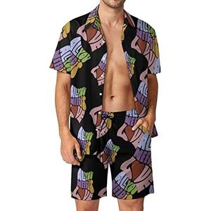 Alles wat je nodig hebt is liefde Hawaiiaanse sets voor mannen Button Down korte mouwen trainingspak strand outfits S