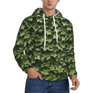 TTIGLHOH Bloemen Swirls Ivy Winter Hoodies Voor Mannen Fleece Gevoerde Sherpa Trui Kangoeroe Pocket Comfort Fit, Winter Sweatshirt, Zwart, M