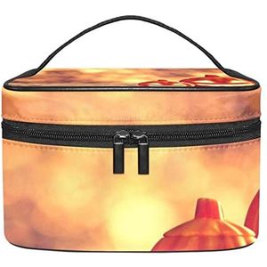 pompoen gelukkig make-up organizer tas, reismake-up tas organizer case draagbare cosmetische tas voor vrouwen en meisjes toiletartikelen, Meerkleurig, 22.5x15x13.8cm/8.9x5.9x5.4in