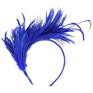 Veer Hoofdband Vintage kleurrijke burleske hoofddeksel flapper struisvogel veer fancy hoofdband flapper hoofddeksel vrouw haaraccessoires Carnaval Veer Hoofdband (Color : Blue, Size : Size fits all