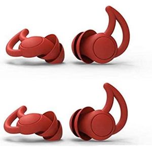 Oordopjes for slaap, herbruikbare ruisonderdrukkende oordopjes om te slapen, oordopjes for slaap of werk, anti-geluid Super Noise Reduction, studentenslaapzaal (kleur: rood, maat: 2layer+3layer) (Col