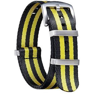 EDVENA Nylon Horlogeband 18mm 20mm 22mm 24mm Dikke Premium Nylon Horlogebandje For Mannen Vrouwen Multicolor Nato Stijl Horlogeband (Color : Black-Yellow, Size : 18mm)