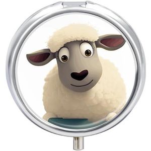 Pillendoos Draagbare Schapen Pil Organizer Reizen Pil Case voor Pocket Of Portemonnee Geneeskunde Pil Container met Spiegel 3 Compartimenten Dagelijkse Geneeskunde Organizer