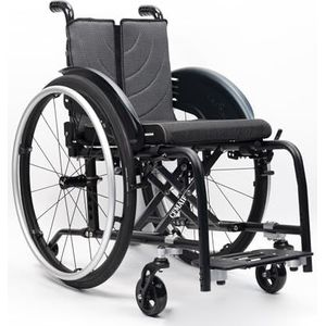 CFMAIF Rolstoel, opvouwbaar, licht, aluminium rolstoelen met zelfaandrijving, ultralichte reisrolstoel, afneembare voetensteun, handrem (zwart, 38 cm zit)