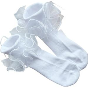 YIJIANUO 1 Paar Vrouwen Meisjes Lente Zomer Kant Boog Sokken Korte Sok Zachte Katoen Ruche Mode Sokken, Wit-1 Paar, One size