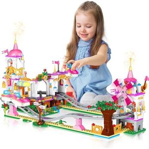 Bouwset 711 stuks Bouwblokken kasteel Pretpark Prinses Speeltuin Roze park Educatief speelgoed Cadeau voor kinderen meisjes jongens vanaf 6 jaar