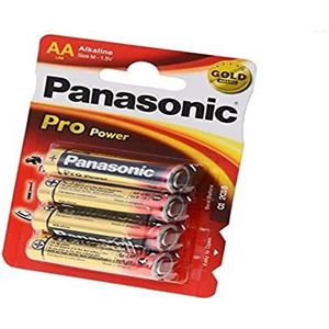 Panasonic Batteries Pro Power alkalinebatterij (Mignon AA, LR6, 4-pack), Blauw, Rood, Wit, FBA_2254,4er Pack,Zwart