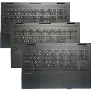 RGB-achtergrondverlichting Frans/Italiaans/Amerikaans/Russisch toetsenbord voor HP OMEN 15-EN 15-EK TPN-Q238 Q236 M00667-001 met bovenklep voor palmrest(White Backlit RU)