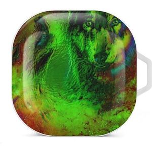 Magical Space Wolf Oordopjes Hoesje Compatibel met Samsung Hard Shell Beschermhoes Wit-Stijl