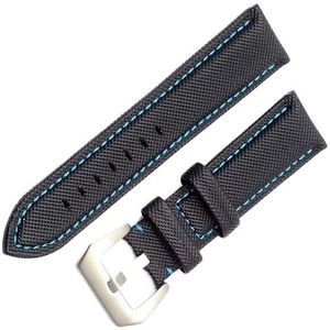 INSTR Koolstofvezel nylon canvas horlogeband voor TAG herenpolshorlogebandarmband (Color : Black blue Silver, Size : 22mm)