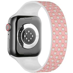 Solo Loop band compatibel met alle series Apple Watch 42/44/45/49mm (schattige rode ogen hamster op) rekbare siliconen band band accessoire, Siliconen, Geen edelsteen