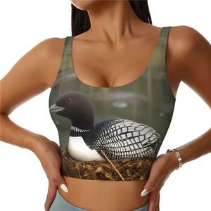 Grappige kikkers - Crop Tops voor Vrouwen Sportbeha U-rug Verwijderbare Gewatteerde Crop Workout Tank Top met Ingebouwde BH's, Slim Fit Mouwloze Atletische Vesten, Loon Natuur Vogels, S