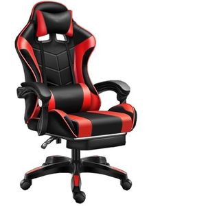 Gamingstoel met massage, ergonomisch robuust ontwerp met voetsteun en lendensteun, kussen bureaustoel met hoge rugleuning, Geweldig en hoge gamingcomputerstoel (Kleur : Red, Maat : 38x48cm)