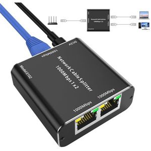 YOUTINGHDAV LAN-splitter 1 op 2, 1000 Mbps RJ45 netwerk switch 2-poorts ethernet splitter, RJ45 Gigabit Switch CAT5 CAT5E CAT6 CAT7 voor pc, laptop, hub, switch, router, settop box, digitale tv