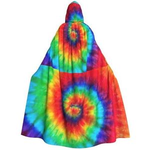 Bxzpzplj Tie Dye Hippies Print Heks En Vampier Cosplay Kostuum Mantel, Carnaval Hooded Cape Voor Carnaval Feesten