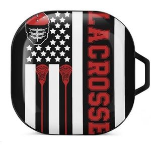 Amerikaanse vlag Lacrosse Gear oortelefoon hoesje compatibel met Galaxy Buds/Buds Pro schokbestendig hoofdtelefoon hoesje zwart stijl