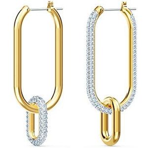 Swarovski Time Ringoorbellen, Asymmetrisch Ontwerp, Wit, Gemengde Metaalafwerking