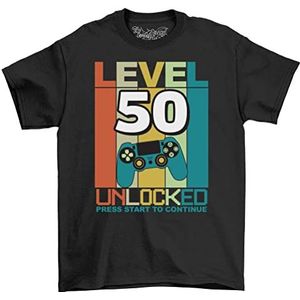 Level 50 Ontgrendeld Volwassenen Gaming Verjaardag T-Shirt Mannen 50e Gift Idee T-Shirt Gamer 2022, Zwart, 3XL