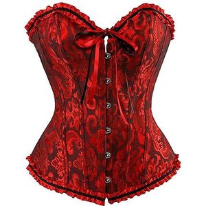 SZIVYSHI Korset voor dames, top, gothic, vintage, bustier, korset, zwart en rood, S