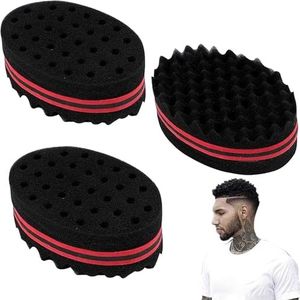 DXIA Set van 3 sponzen, haarborstel en Magic Curl spons, dubbelzijdig twist, voor Afro Braid Style Twist Curls