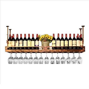 Opbergrek moderne eetkamer wijnrekken wandhouder, hangende wijnglashouder, wandplank opbergrek, bar decoratie displayplank, vintage stijl decoratie toepassing planken (kleur: brons