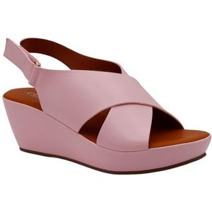 CIARA LONDON Dames Slip On Mid Heel Wedge Casual Zomer Sandalen, Haak & Lus, Slingback, Open Teen, roze, 36 EU