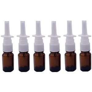 XINGZI 6Pcs Reizen-Sized 5ML Lege Hervulbare Amber Glas Neusspray Fles Pomp Spuiten Reinigingsmiddel Container Voor Medische Doseren Wassen Make-up Parfum Opslag Containers