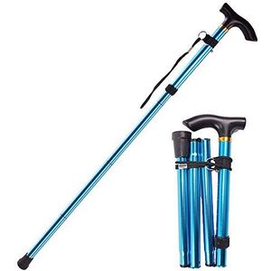 Opvouwbare verstelbare wandelstok voor mannen en vrouwen Draagbare wandelstok met ergonomisch handvat en antislipbasis voor ouderen tijdens het wandelen, goud (blauw)