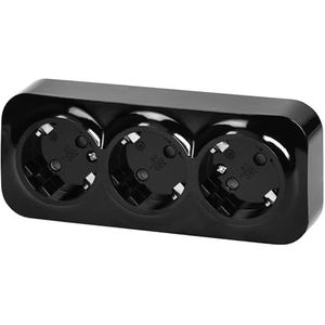 Opbouw stopcontact 3-voudig, serie RT1 zwart