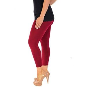 FAIRY TRENDZ Plus Size Leggings Dames Volledige Lengte Effen Gedrukt Stretchy Leggigns UK 12-30, Wijn, 46-48