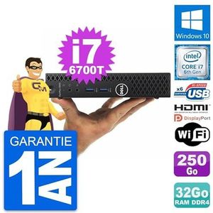 Dell Mini PC 3050 Micro Core i7-6700T RAM 32GB harde schijf 250GB HDMI Windows 10 WiFi (Refurbis)