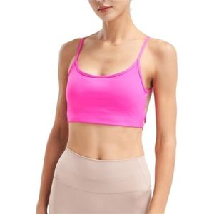 Sportbeha Gymtop Halter Sportbeha For Dames, Spaghettibandjes, Gekruiste Rug, Verwijderbare Gewatteerde Fitness-yoga-bh Outfits Fitness(Rot,XL)