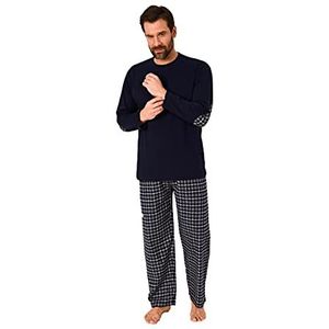 Herenpyjama, lange pyjama met flanellen broek, ook in grote maten, 22 101 10 851, navy, 58