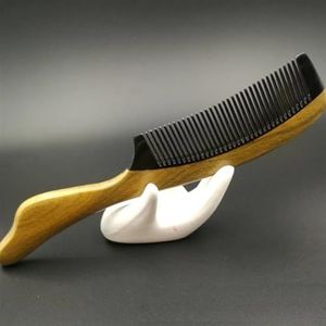 Geen statische haarkam ontwarrende fijne tanden houten haarkammen groene sandelhout buffel cadeau voor mannen vrouwen en kinderen (maat : B)