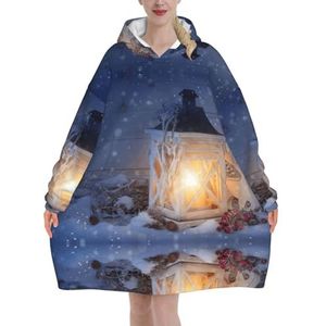 Oversized Lantaarn Sneeuw Hoodies Vrouwen Uk Pluizige Deken Hoodie Sherpa Vrouwen Fleece Draagbare Deken Mannen