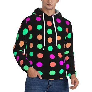 Jkkghll Multicolor Polka Dots Print Mannen Hooded Warme Lichtgewicht Trui Voor Winter Herfst En Lente Casual Wear, Zwart, XS