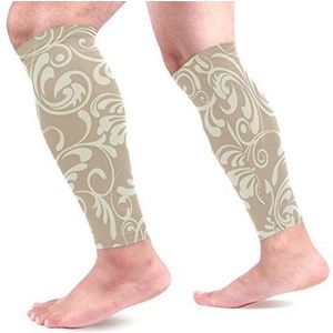 EZIOLY Roman Floral Sport Kalf Compressie Mouwen Been Compressie Sokken Kalf Guard voor hardlopen, Fietsen, Moederschap, Reizen, Verpleegkundigen