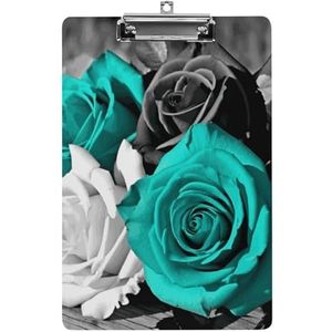Zwart wit groenblauw grijs roos bloemen klembord acryl clip board met metalen clip A4 standaard formaat draagbaar schrijven klembord verpleegkundige klemborden map voor werk en kantoorbenodigdheden