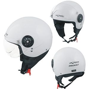 A-Pro Breckout Motorhelm, geschikt voor motorfiets en scooter, Demi-Jethelm, gehomologeerd, Avio vizier, wit, maat L