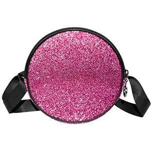 Messenger Bag Roze Rosy Glitter Effect Crossbody Tas voor Vrouwen Rond, Meerkleurig, 6.7x6.7x2.3 in, Sling Rugzakken