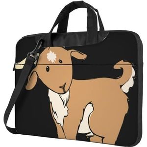 Kerst Cartoon Kerstman Ultradunne laptoptas, laptoptassen voor bedrijven, genieten van een probleemloze en stijlvolle reis, Bruine geit, 14 inch