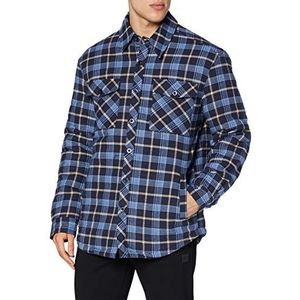 Urban Classics Hemdjack voor heren, winterjas in flanellen hemdstijl, warm gevoerd, lumberjack in houthakkerlook, maat S tot 5XL, lichtblauw/donkerblauw, XL